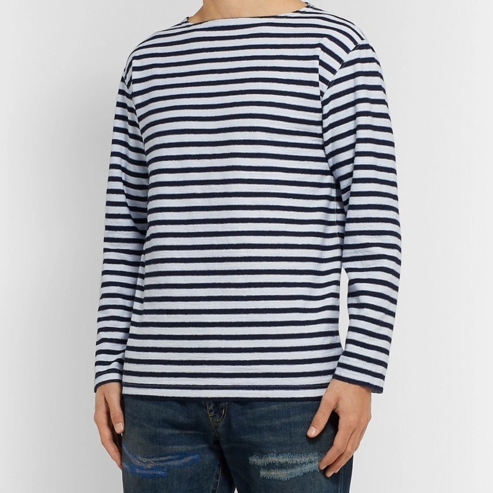 OrSlow Striped Cotton Boatneck Shirt